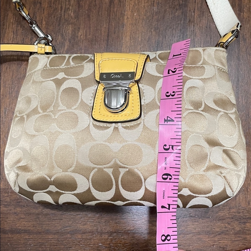Coach Crossbody Bag in Tan with Yellow Accents - Picture 9 of 12